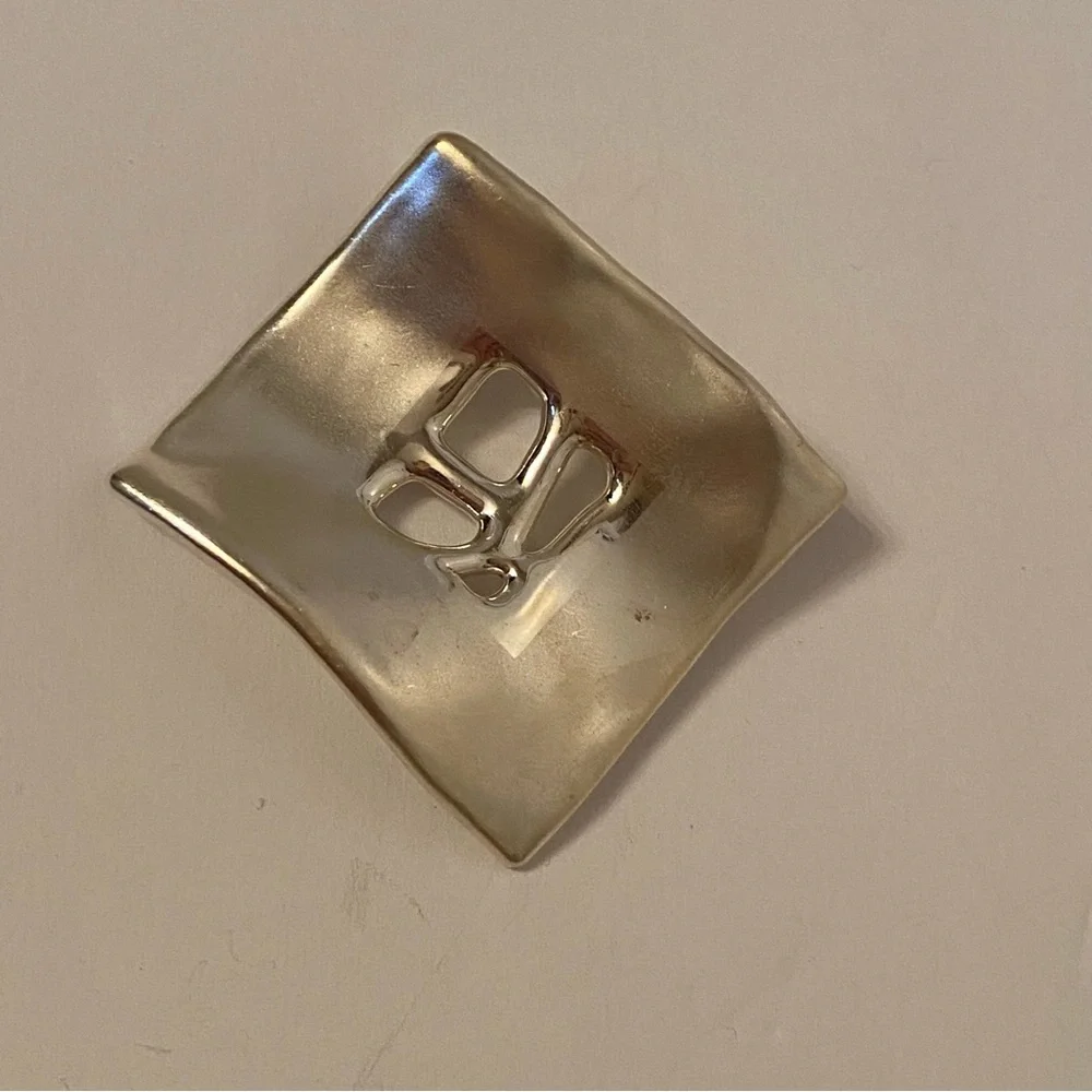 BAT AMI BROOCH PIN 925 STERLING SILVER VINTAGE MODERNIST ABSTRACT ISRAEL SIGNED